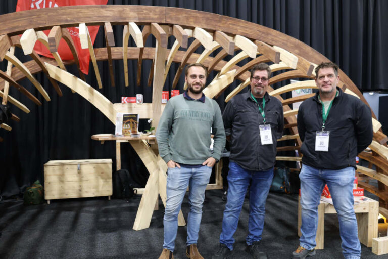 Dirk Gerntholtz, Dirk Vente and Christian Hess of Holzbau CPT at their eye-catching stand.